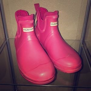 Pink hunter boots